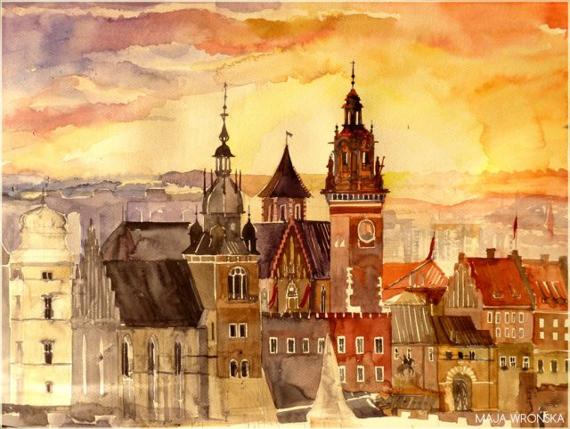 1.krakow Города мира в прекрасных акварелях Майи Вронской